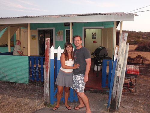 Rib dinner at Lucky's, $3.85. Yes, it's that shack behind us.