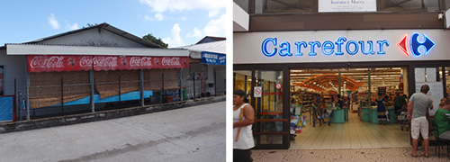 Grocery storefront in far-away place vs. grocery storefront in a provisioning center