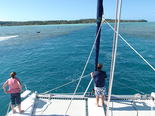 Threading the pass into Aitutaki.