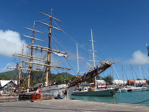 Picton Castle, with Infinity in the background