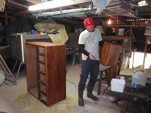 Jason oils our furniture project