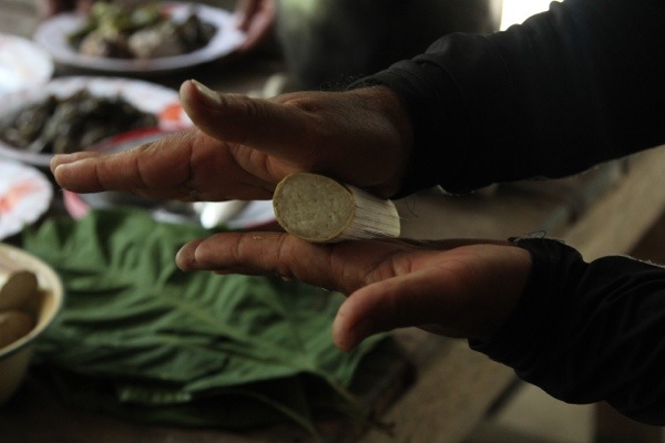 Rice cooked in bamboo